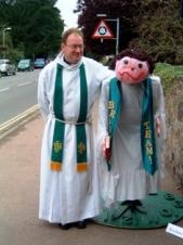 Richard is seen here in 2005 with his Scarecrow which the Bell Ringers entered in the Gardening Club Annual Scarecrow competition Photo courtesy of Harry Prince