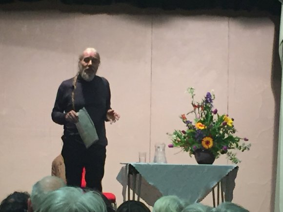 Bob Flowerdew speaking to Newtown Linford Gardening Club (photo courtesy of Tara Pickles)